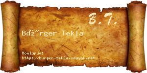 Bürger Tekla névjegykártya